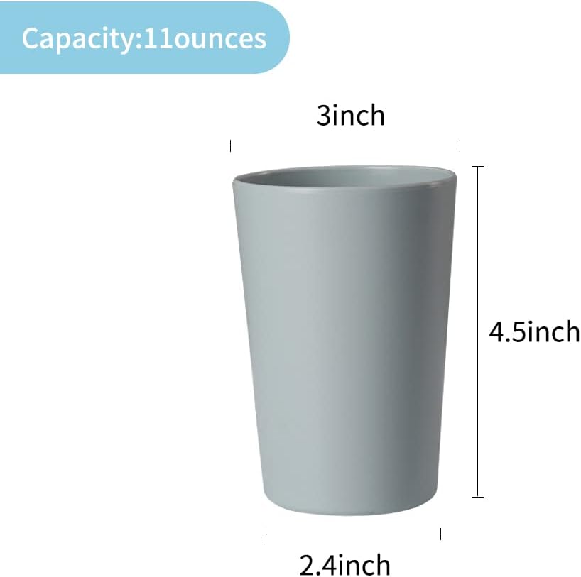 Bathroom Tumbler, Unbreakable Dishwasher, Safe Drink cup, Plastic cup 11 ounces, 2 pieces (white and grey)