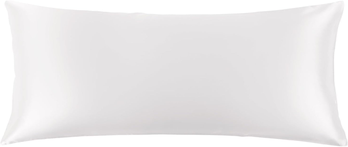 THXSILK Set of 2 Silk Pillowcase for Hair and Skin, 100% Mulberry Silk Bed Pillowcase 22 Momme, Hypoallergenic Soft Breathable Silk Pillow Case with Hidden Zipper, Body Size 20"x54", White