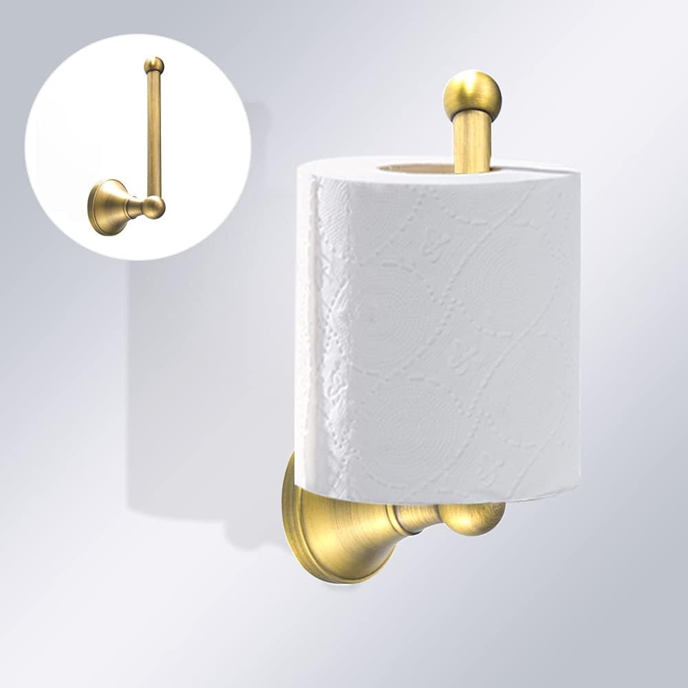 Leyden Antique Brass Toilet Paper Holder Towel Ring, Brass Hand Towel Holder Bathroom Accessories Set Retro Bathroom Hardware Tissue Toilet Roll Holder for Home or Kitchen, 2 Pieces