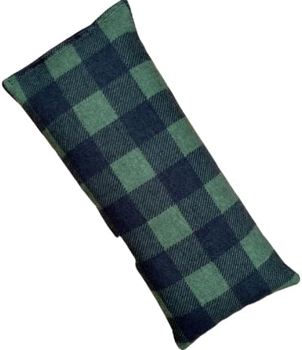 4" x 9" Microwavable Heating Pad/Ice Pack for Pain Relief and Relaxation - Natural Flax Seed Filling - Unscented and Herbal Scented Options (Green and Black Plaid, Peppermint-Chamomile)