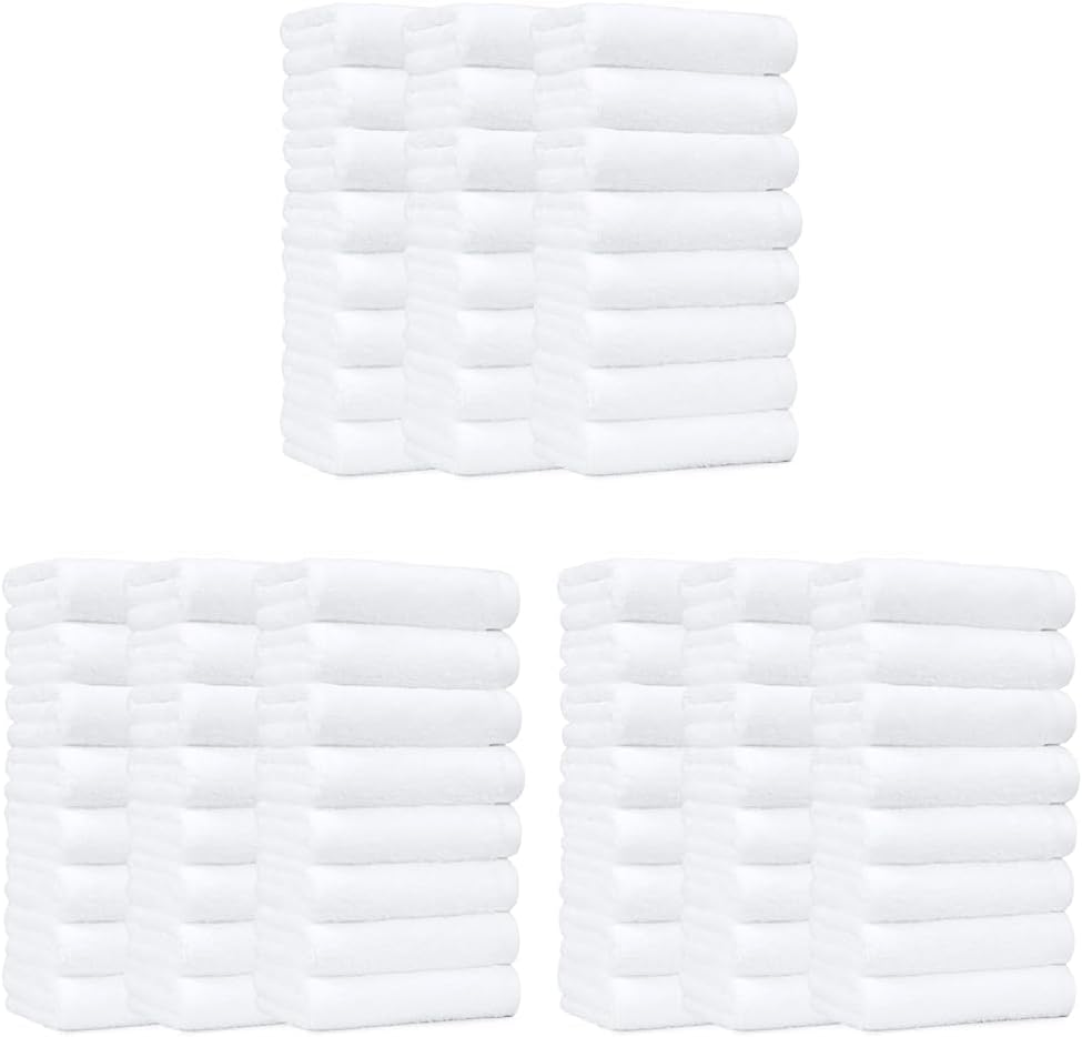 Amazon Basics Soft and Thick Cotton Hand Towels, 16 x 26 in, White, (Pack of 72)