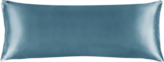 BEDELITE Satin Body Pillow Cover, Super Soft and Cooling Body Pillow Pillowcase for Hair and Skin, Breathable Silky Full Long Pillowcase Cover(20"x54", Bluesteel)
