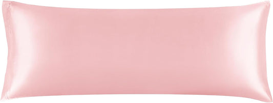 BEDELITE Satin Body Pillow Cover, Super Soft and Cooling Body Pillow Pillowcase for Hair and Skin, Breathable Silky Full Long Pillowcase Cover(20"x54", Pink)