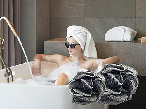 24 Bamboo Charcoal Infused Black Bath or Shower Sponge Loofahs Pouf Medium Mesh Wholesale Bulk LOT