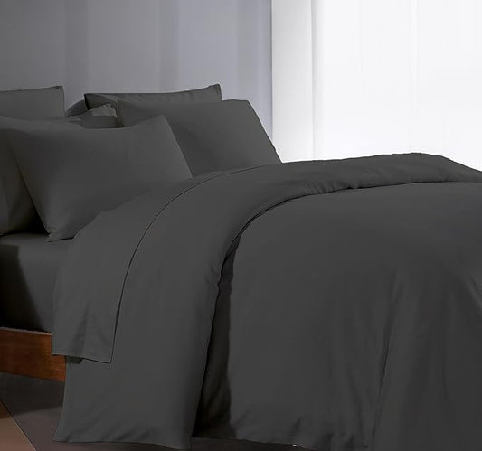 1000 Thread Count 100% Egyptian Cotton Duvet Cover Super King Size Cotton Dark Grey Long Staple Quilt 120"x120" Silky Soft, Breathable with Zipper -3 Piece All Season Duvet Cover Set for Comforter