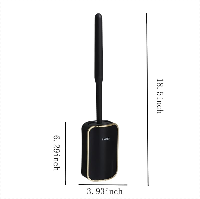 Wall Mounted Toilet Brush and Brush Holder, Curved Design Modern Toilet Cleaning Brush with Durable Bristles for Bathroom Cleaning, Black