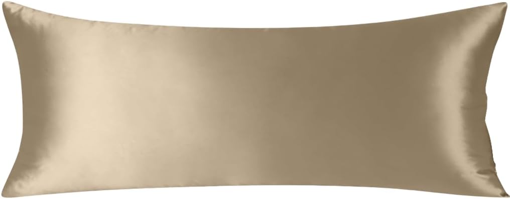 ZIMASILK 100% Pure Mulberry Silk Pillow Cases for Hair and Skin, Soft, Hypoallergenic & Smooth, Both Sides Grade 6A Silk, with Hidden Zipper, Gift for Women Men, 1pc (Body 20"x54", Taupe)