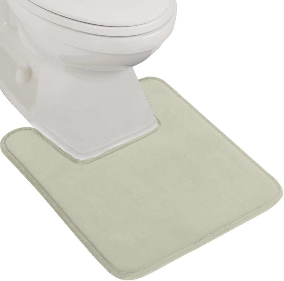 GORILLA GRIP Thick Memory Foam Toilet Rug for Bathroom, Square Shaped Washable, Soft Absorbent Velvet Topside Floor Mats, Machine Wash, Cushioned Luxury Rugs for Bath Room, 22.5x19.5 Sage