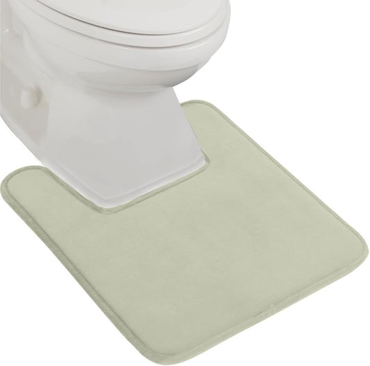 GORILLA GRIP Thick Memory Foam Toilet Rug for Bathroom, Square Shaped Washable, Soft Absorbent Velvet Topside Floor Mats, Machine Wash, Cushioned Luxury Rugs for Bath Room, 22.5x19.5 Sage