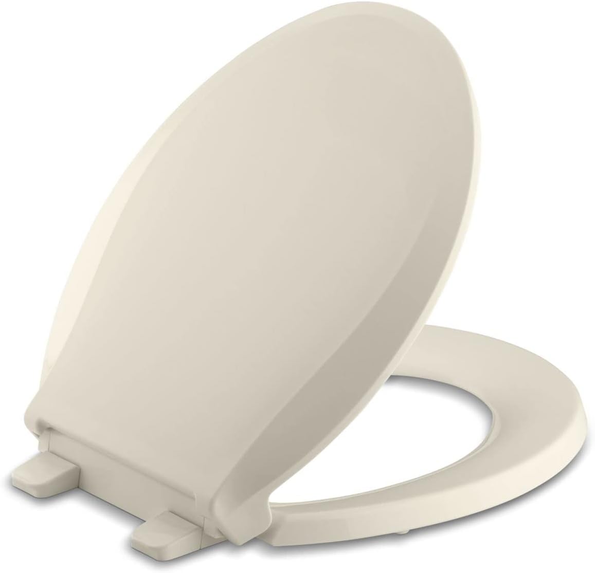 KOHLER K-4639-47 Cachet Round, Grip-Tight Bumpers, Quiet-Close, Quick-Attach Hardware, No Slam Toilet Seat, Almond