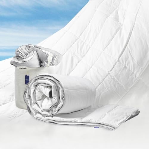 Vesta All-Season Silk Comforter, Quilt and Duvet Insert for Hot Sleepers, 100% Silk Fill with 100% Cotton Shell, Luxuriously Soft, Moisture-Wicking, Queen Size (Grey, Silk Weight: 3.2lbs)