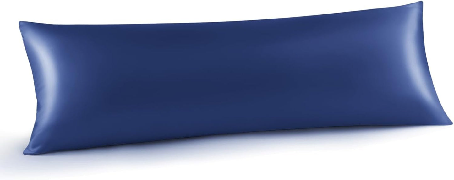 INFIIXSO Body Pillow Cover with Zipper, Luxury Mulberry Silk Body Pillow Case 20x54 Inches, Ultra Smooth and Soft Cooling Long Pillowcase, Gift for Women, Men(Navy)