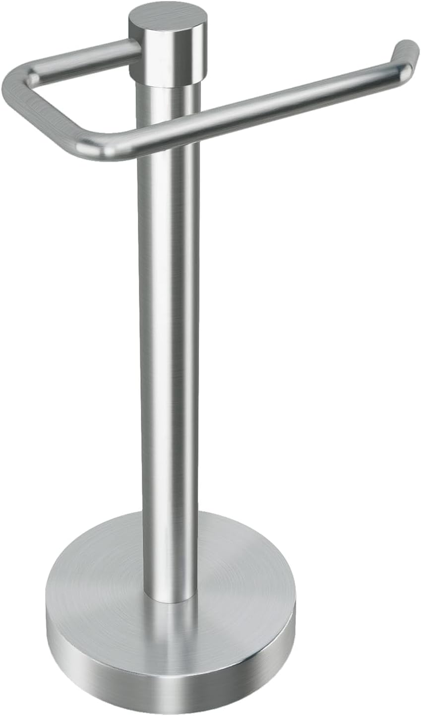 YUMORE Hand Towel Holder Stand Countertop Towel Rack Free Standing Towel Bar Hanger for Bathroom Kitchen (Brushed Nickel)