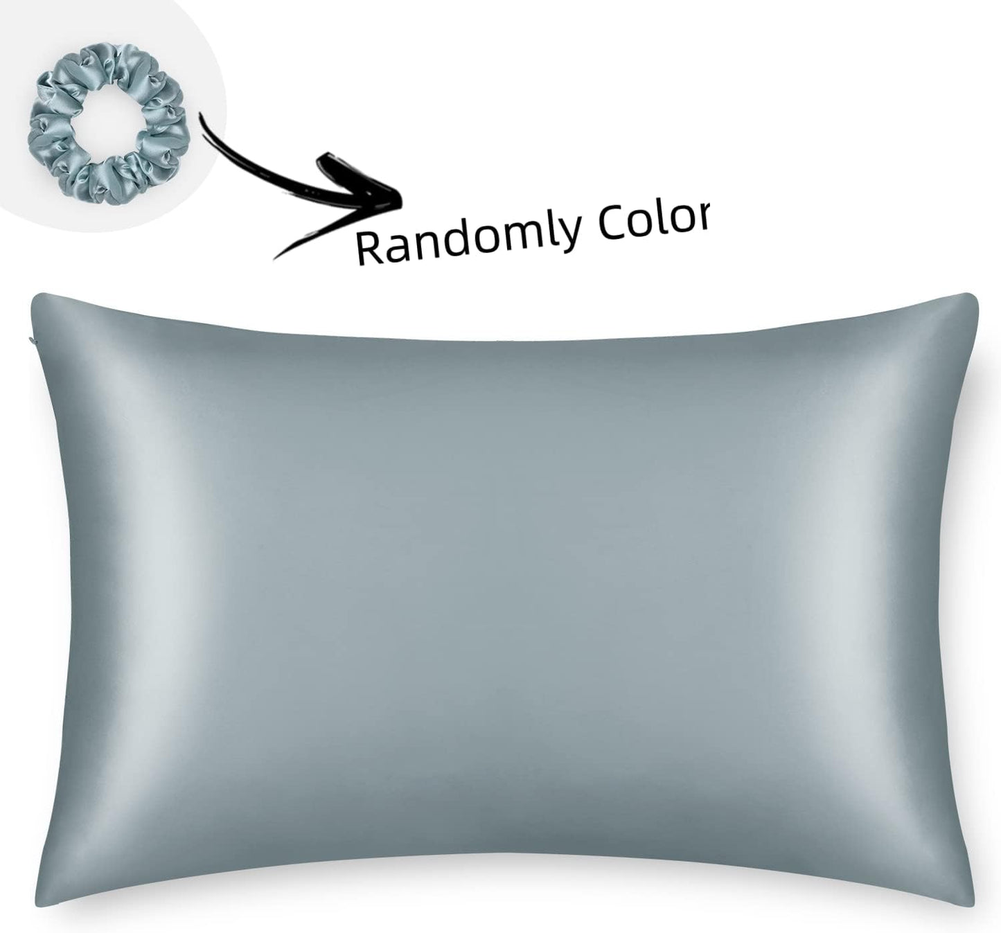 ALASKA BEAR Natural Silk Pillowcase, Hypoallergenic, 19 Momme, 600 Thread Count 100 Percent Mulberry Silk, Queen Size with Hidden Zipper(1, Haze Blue)