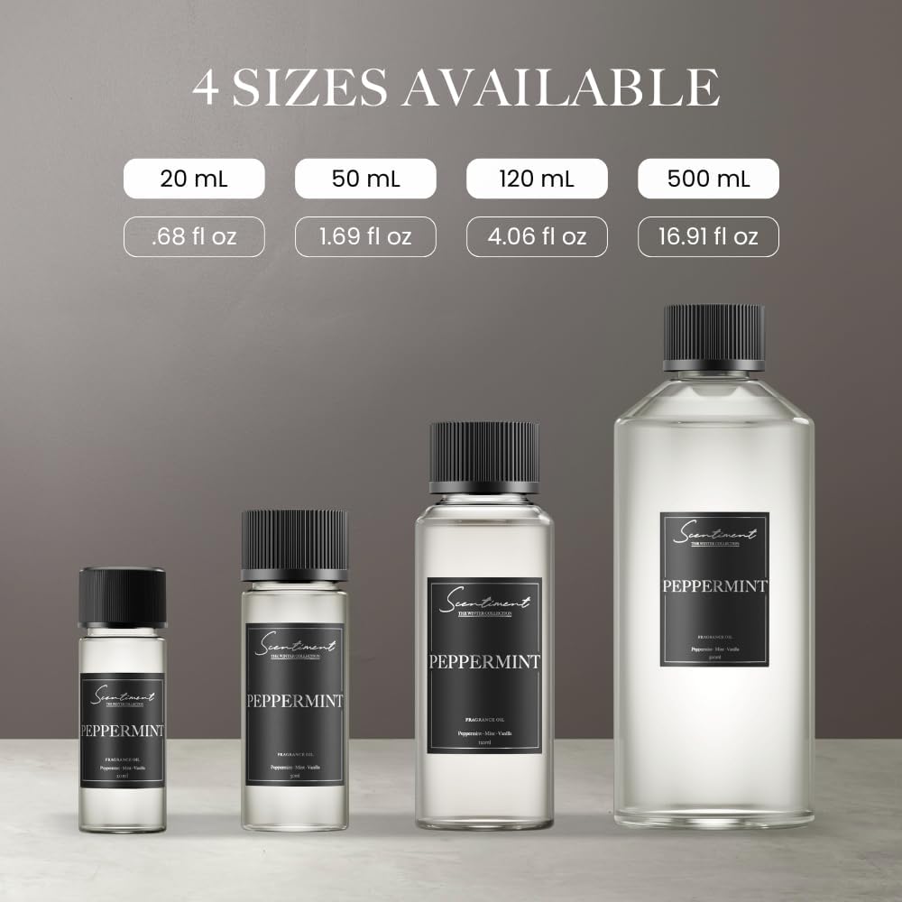 Scentiment - Peppermint Winter Collection Diffuser Oils | Aromatherapy Home Fragrance | Luxurious Scent with Notes of Peppermint, Mint, Vanilla, 500 ml