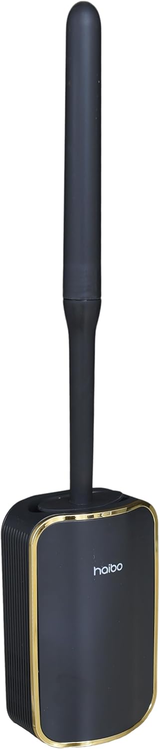 Wall Mounted Toilet Brush and Brush Holder, Curved Design Modern Toilet Cleaning Brush with Durable Bristles for Bathroom Cleaning, Black