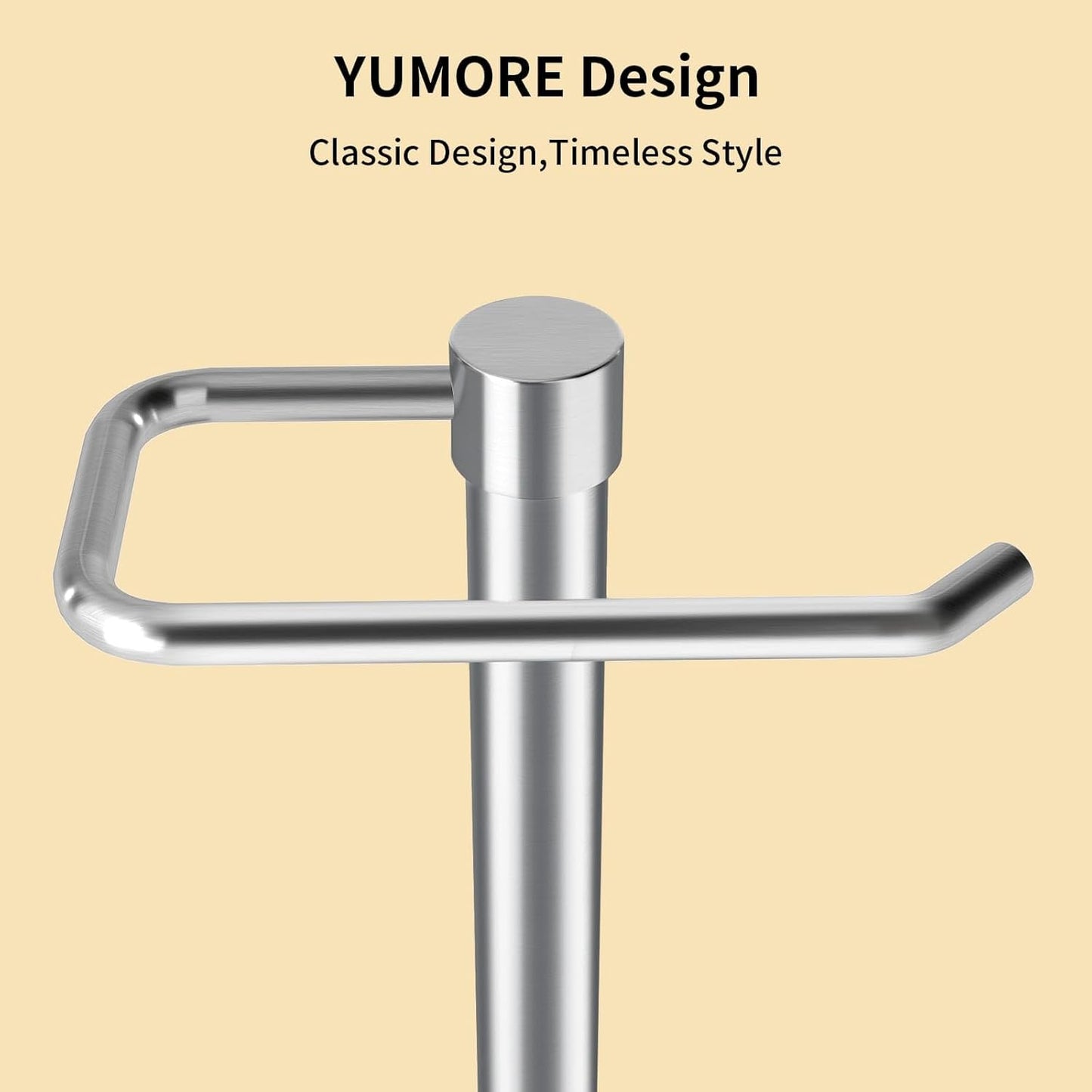 YUMORE Hand Towel Holder Stand Countertop Towel Rack Free Standing Towel Bar Hanger for Bathroom Kitchen (Brushed Nickel)