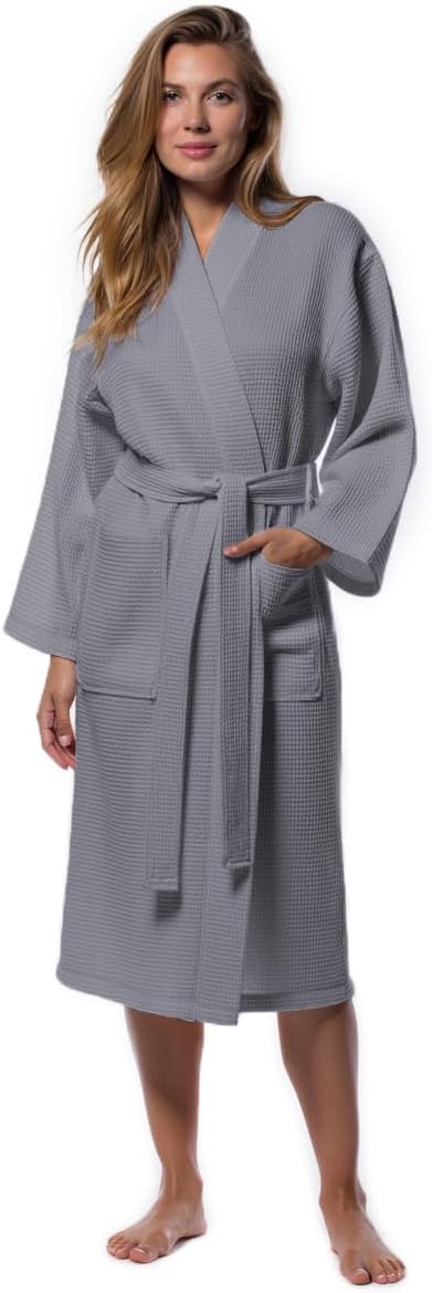Turquaz Lightweight Full-Length Robes For Women Waffle Kimono Bathrobe - Soft, Fast-Drying, Long-Lasting Cotton Blend Unisex
