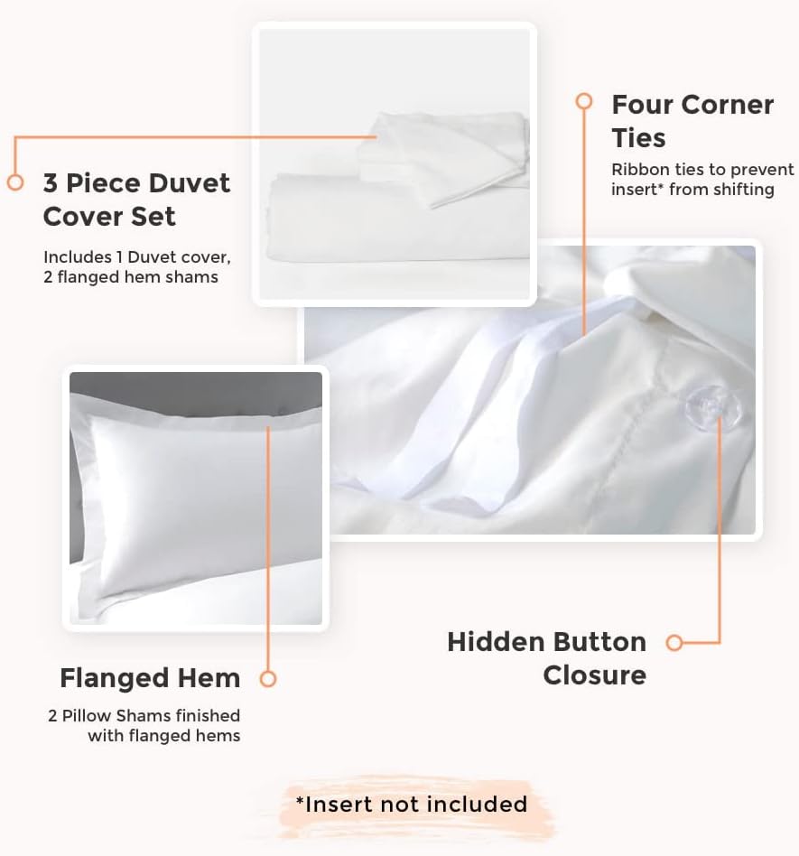 PeachSkinSheets 1500tc Level of Softness Soft Cooling Duvet Cover Set | Queen/Full Size - Lavender Mist