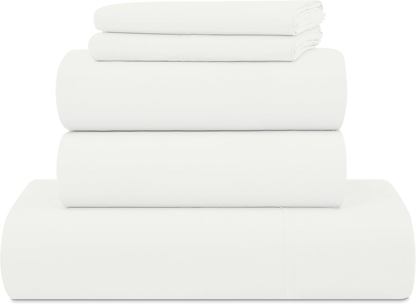 UGG Split King Sheet Set 5-Piece Luxury Cooling Sheets Deep Pockets Premium Bedding with 2 Shams Hypoallergenic Machine Washable Soft Lightweight Bed Set for Adjustable Bed, Split King, White (Hedi)