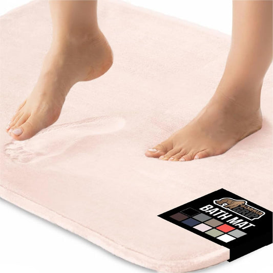 GORILLA GRIP Memory Foam Bath Mat, Soft Absorbent Velvet Bathroom Mats, Durable Dots on Underside, Machine Washable Bathmat, Carpet Rug Room Decor for Shower Tub Floor RV, 30x20 Rugs, Pink