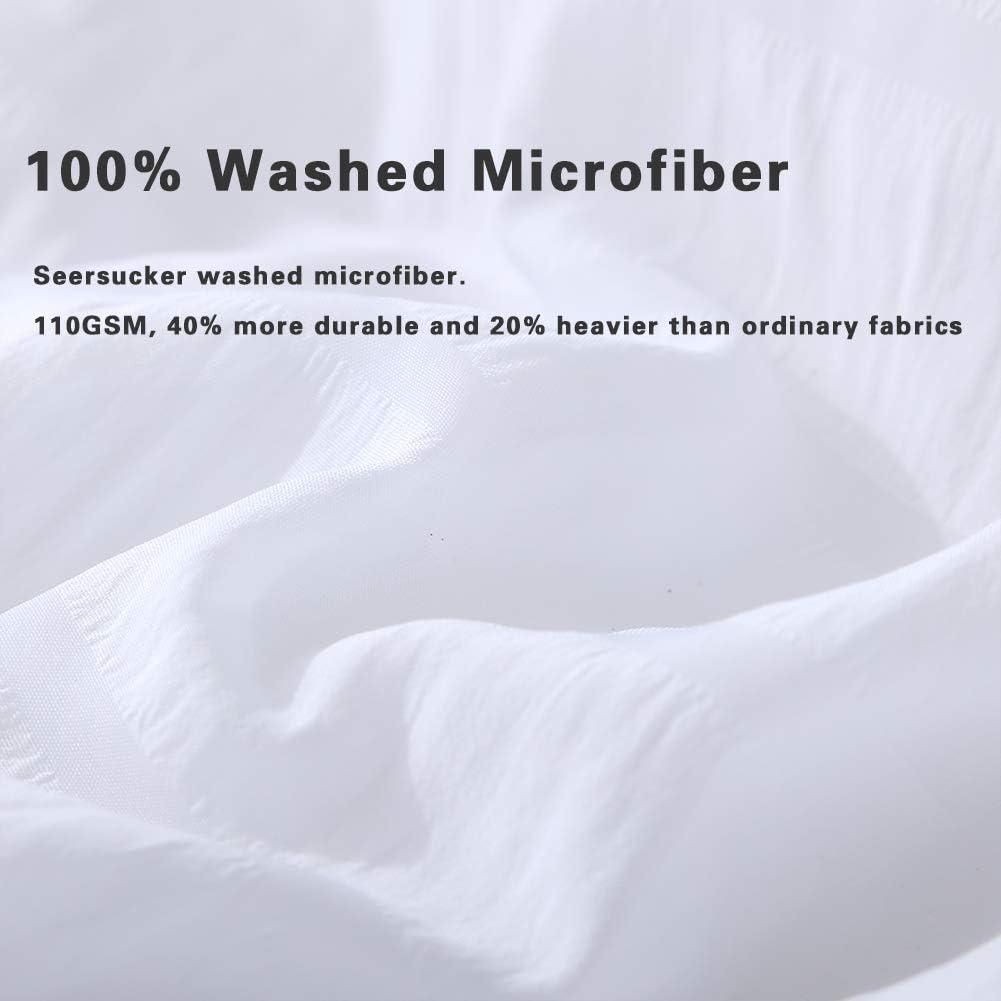AveLom White Duvet Cover Set California King Size (104 x 98 inches), 3 Pieces (1 Duvet Cover + 2 Pillowcases), Seersucker Soft Washed Microfiber, Textured Duvet Cover with Zipper Closure, Corner Ties