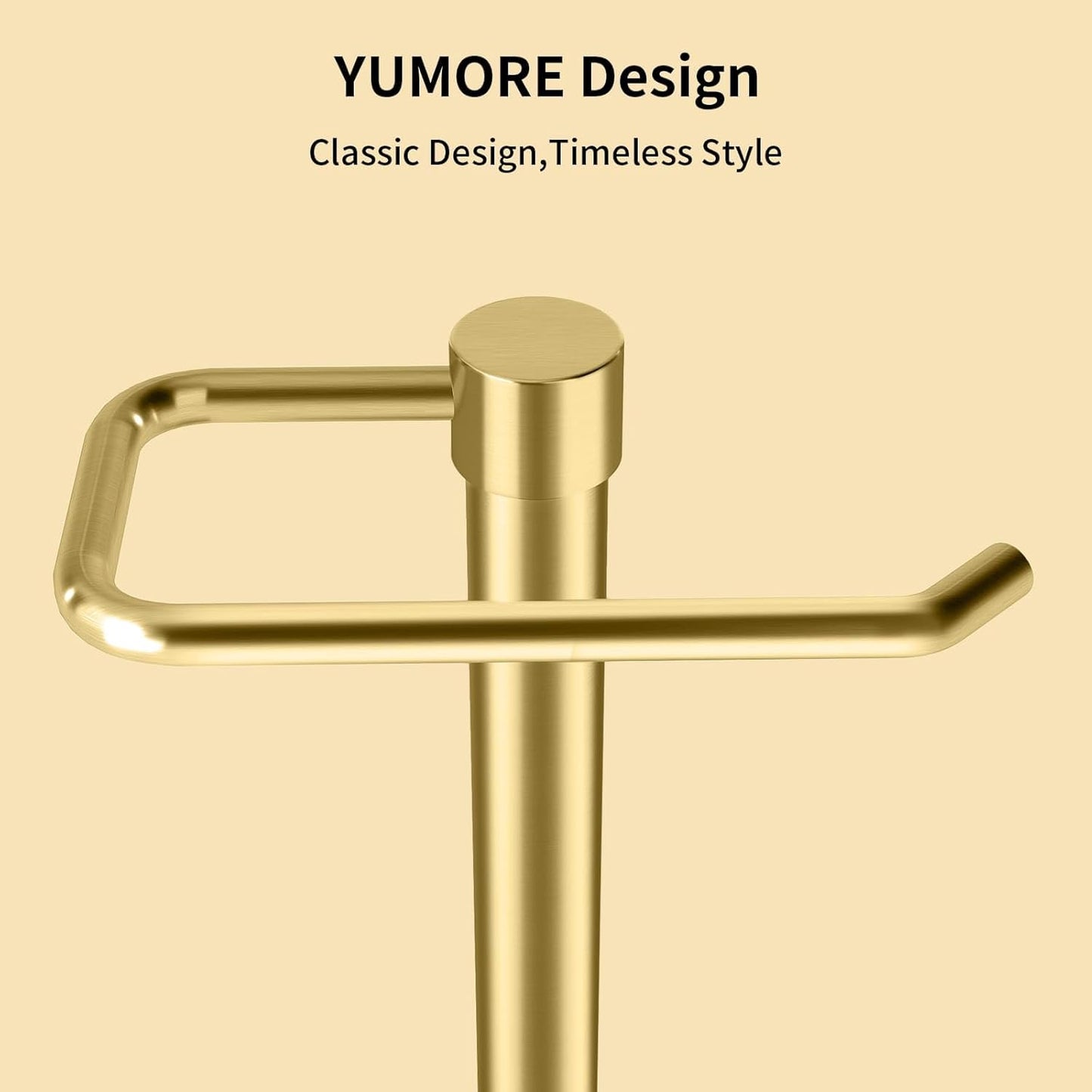 YUMORE Hand Towel Holder Stand Countertop Towel Rack Free Standing Towel Bar Hanger for Bathroom Kitchen (Gold)