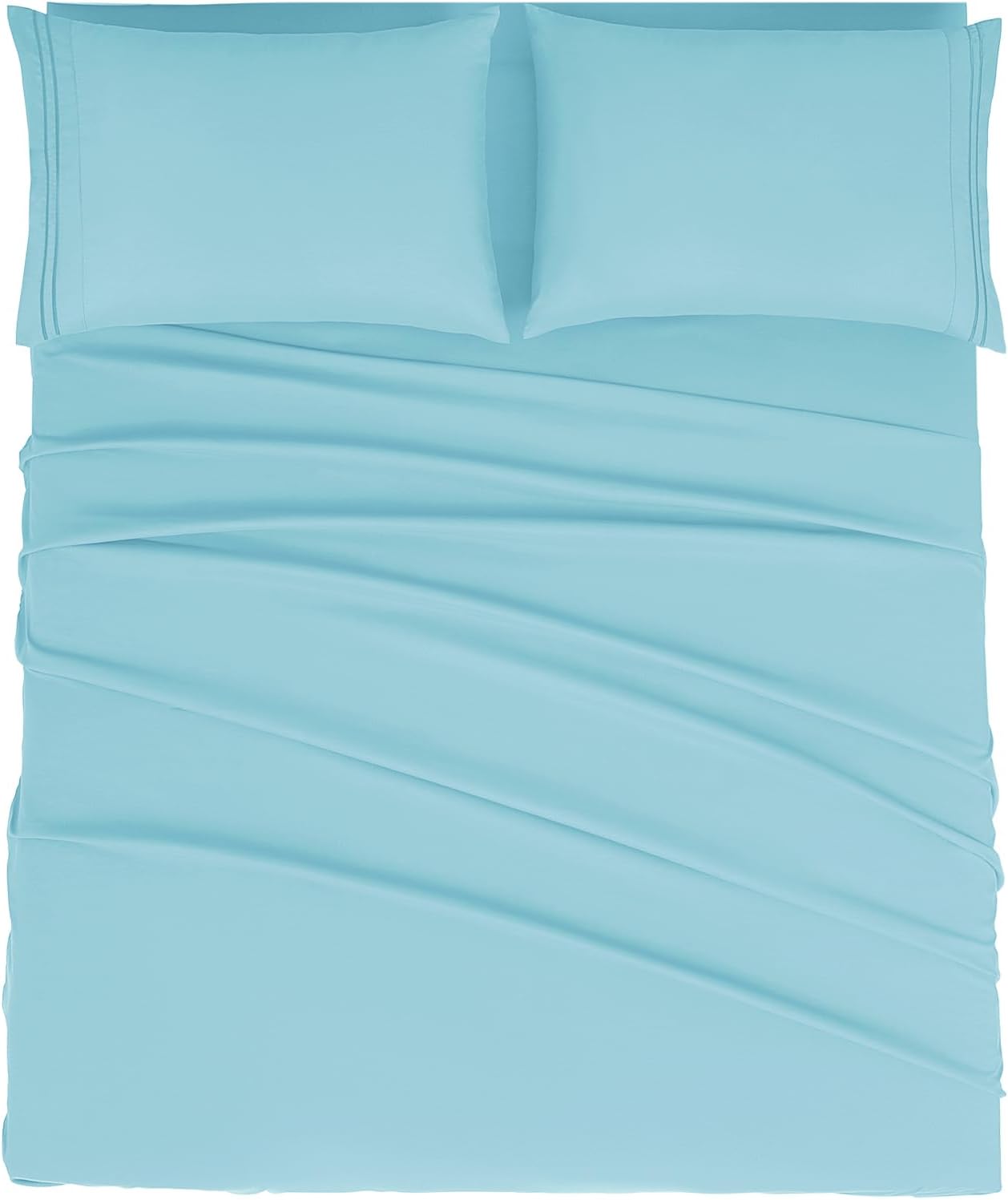 Mejoroom Full Size Sheet Set - Extra Soft Luxury Brushed Microfiber 1800 Full Sheets with 16 Inch Deep Pocket - Breathable, Wrinkle, Fade & Stain Resistant - 4 Piece (Full, Baby Blue)