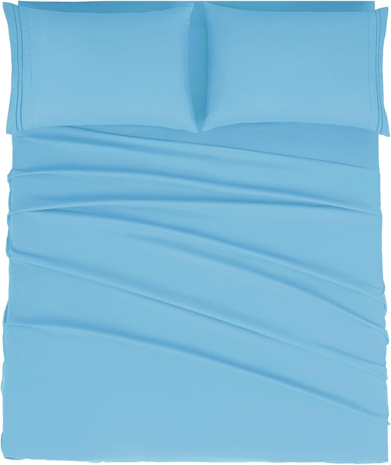 Mejoroom Full Size Sheet Set - Soft Microfiber Bed Sheets - Deep Pocket Fitted Sheet - Breathable, Wrinkle & Fade Resistant - 4 Piece (Full, Denim Blue)