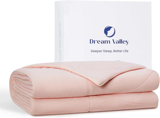 Dream Valley® Outlast® Deepsleep Cooling Comforter, Throw Size, NASA-Grade Space Technology Cooling Blanket for Hot Sleepers Night Sweats, Q-Max > 0.45 Aerocool™ Breathable, Pink Blush, 60"x80"