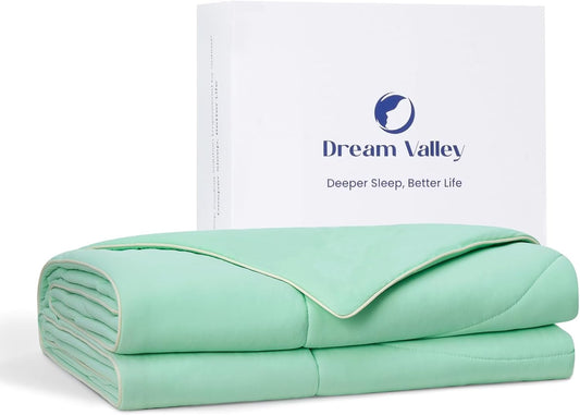 Dream Valley® Outlast® Deepsleep Cooling Comforter, Full/Queen Size, NASA-Grade Space Technology Cooling Blanket for Hot Sleepers Night Sweats, Q-Max > 0.45 Aerocool™ Breathable, Mint Macaron, 90"x90"