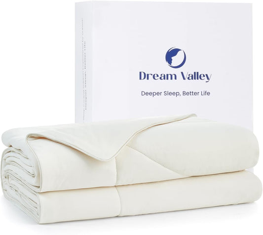Dream Valley® Outlast® Deepsleep Cooling Comforter, Full/Queen Size, NASA-Grade Space Technology Cooling Blanket for Hot Sleepers Night Sweats, Q-Max > 0.45 Aerocool™ Breathable Ivory, 90"x90"
