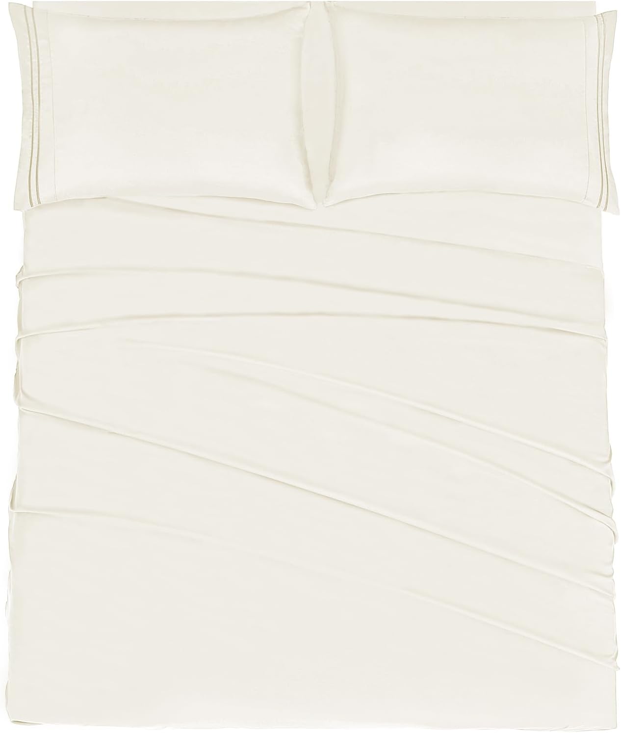 Mejoroom Queen Size Sheet Set - Hotel Luxury 1800 Bedding Sheets & Pillowcases - Deep Pocket Fitted Sheet, Soft, Breathable, Wrinkle & Fade Resistant - 4 Piece (Queen,Ivory)