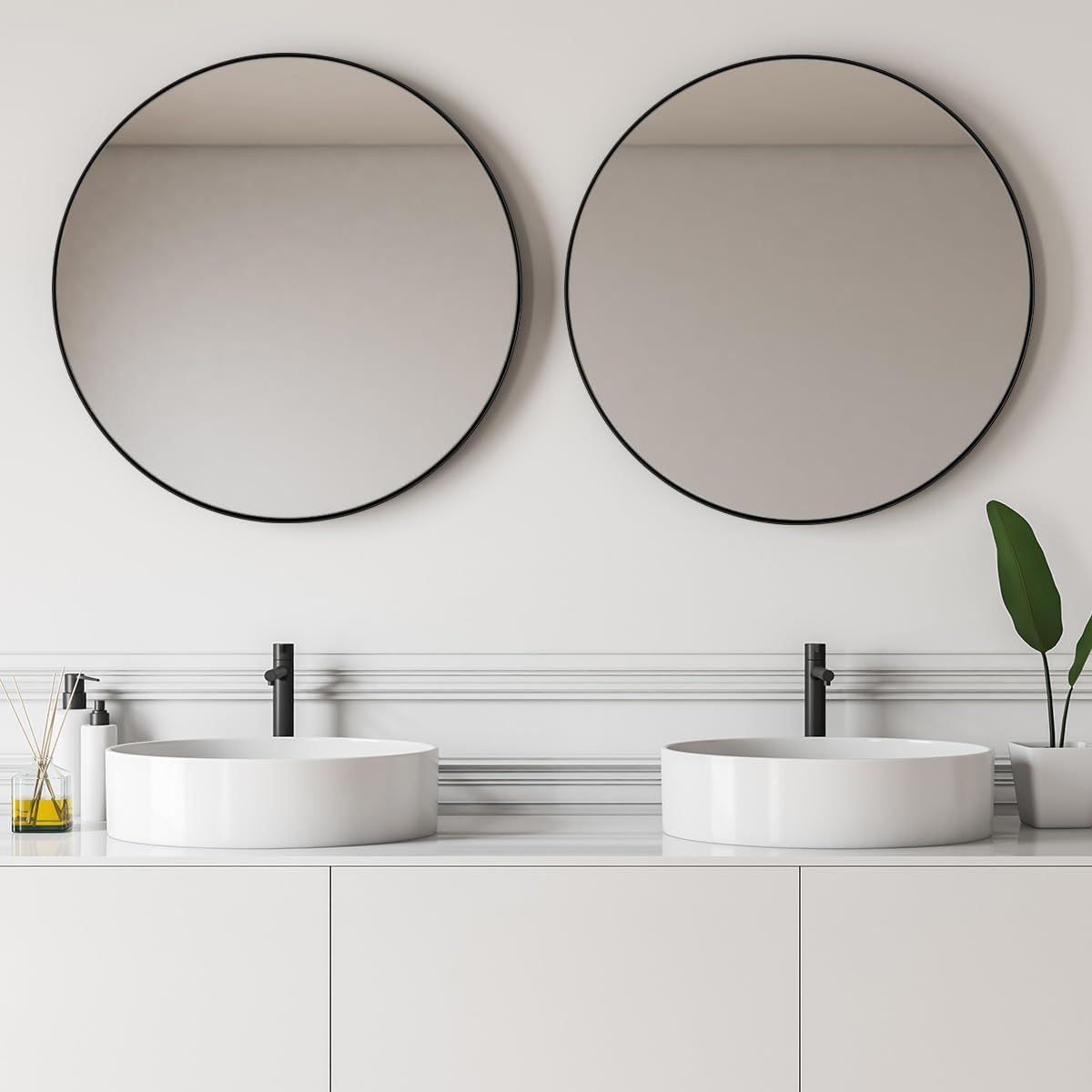 ANDY STAR 36" Black Round Mirror, Black Circle Mirror, 36 inch Round Black Mirror Bathroom, Big Circle Wall Mirror in Metal Frame, Matte Black Vanity Mirror for Entryway, Living Room, Dining Room