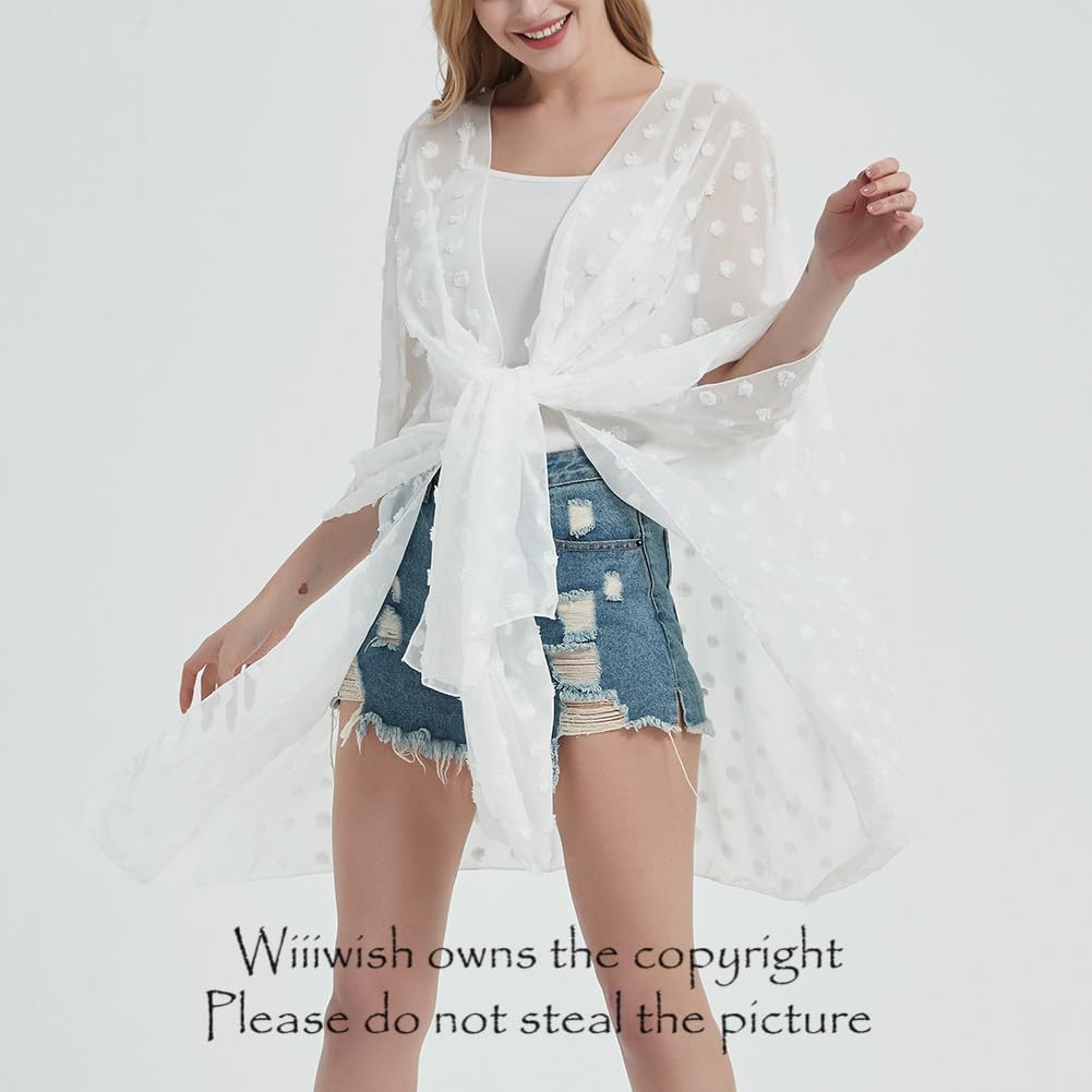 Women's Bohemian Floral Chiffon Beach Cover up Swimsuit Kimono Summer Swimwear Cardigans