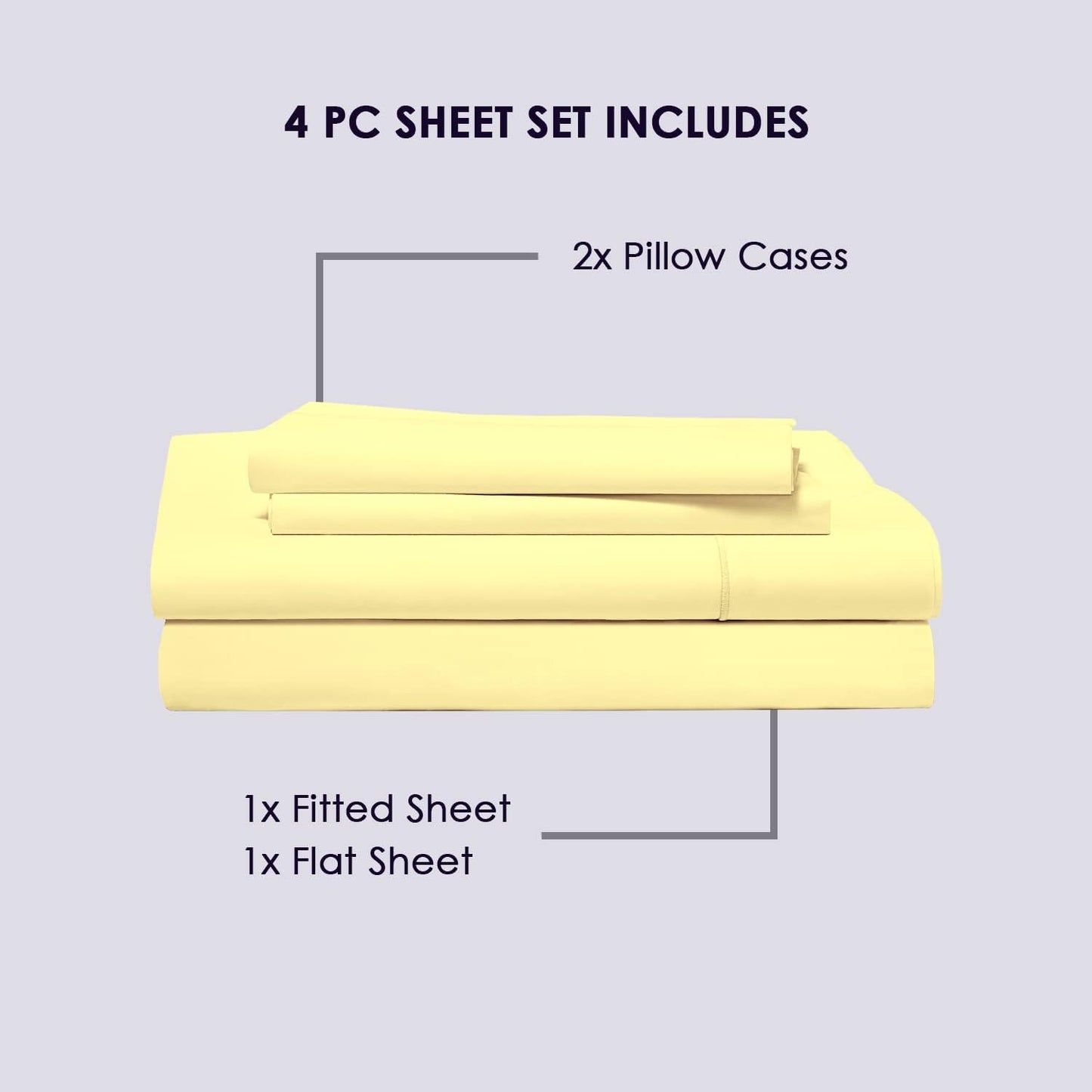 Pizuna Pure 100% Cotton Sheets King Size, 800 Thread Count Long Staple Cotton Crisp Sateen Sheets King with 15inch Deep Pocket (Combed Mellow Yellow Cotton Sheets King)