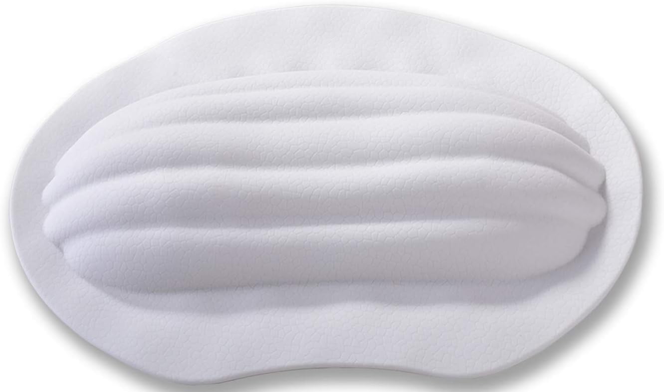 Sfiery Bathtub Pillow, TPE Bath Tub Headrest with Strong Suction Cups, Non Slip,Waterproof for Tub,Head Neck Good Support, White
