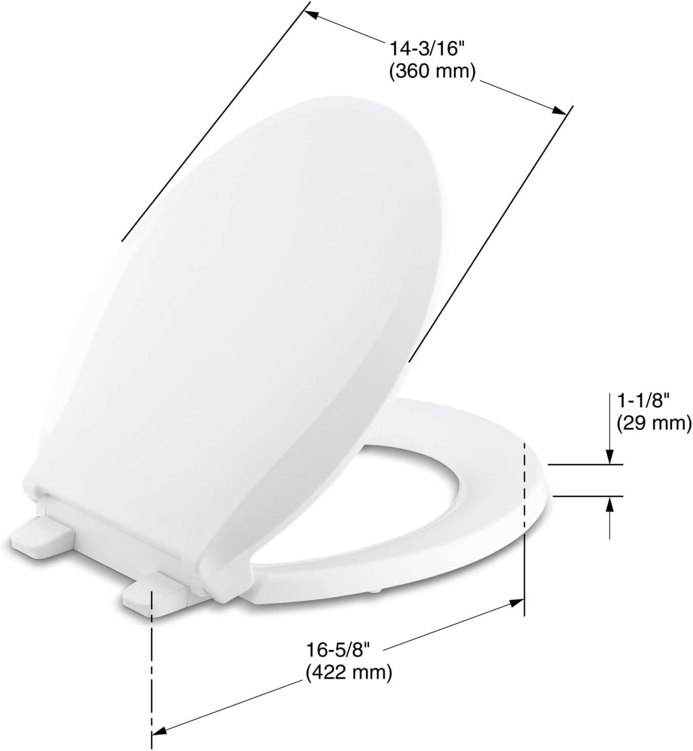KOHLER K-4639-47 Cachet Round, Grip-Tight Bumpers, Quiet-Close, Quick-Attach Hardware, No Slam Toilet Seat, Almond