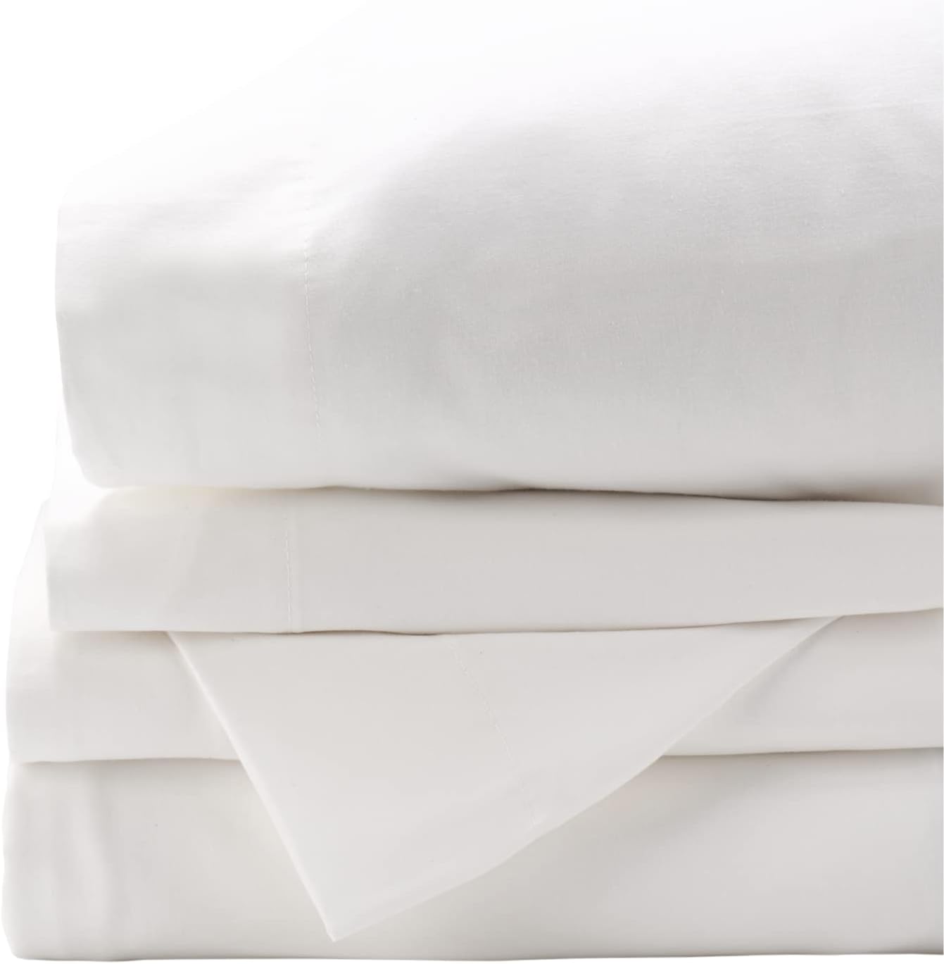 Red Land Cotton Luxury Sheet Set | 100% American Grown Cotton Basics | Premium Hotel Ultra-Soft Lightweight 4 Piece USA Made Deep Pocket Fitted, Flat Sheet, & Pillowcases Percale Weave (Full/White)