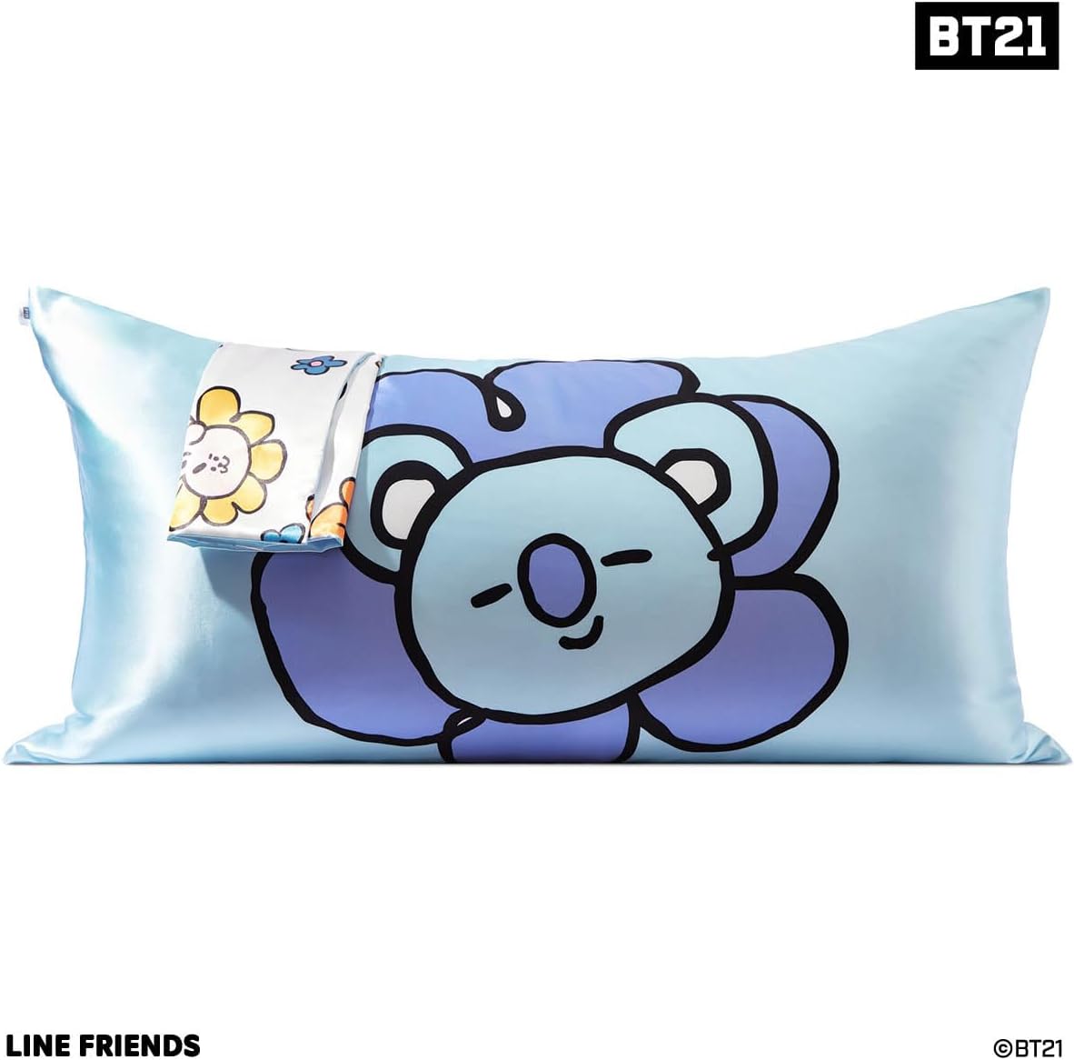 Kitsch x BT21 (Koya) Satin Pillowcase with Zipper for Hair & Skin - Softer Than Silk Pillow Cases, Smooth Cooling Pillow Cover, Wrinkle-Free, Machine Washable, King Size (19x36)