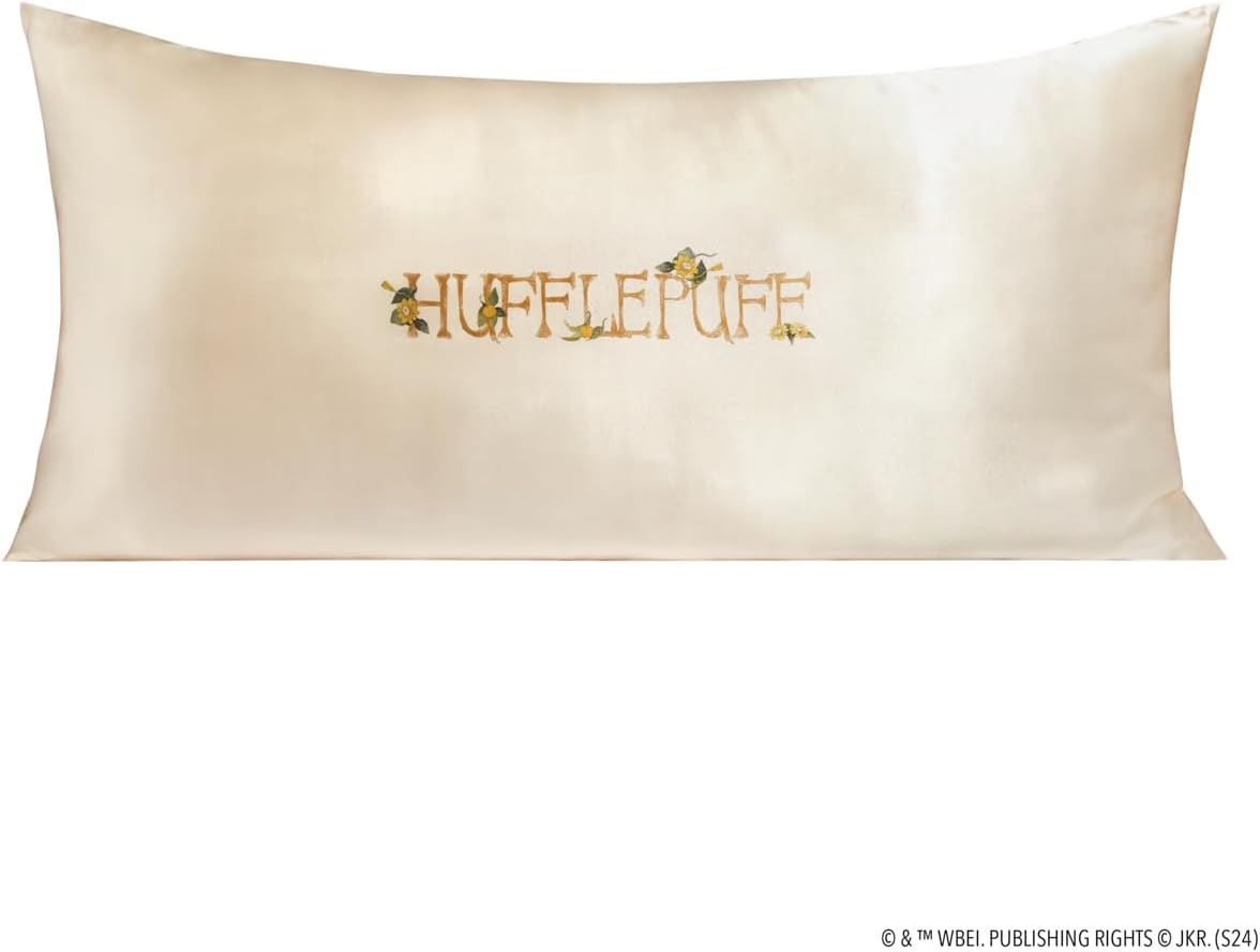 Kitsch x Harry Potter Hufflepuff Satin Pillowcase with Zipper for Hair & Skin – Double-Sided, Softer Than Silk, Wrinkle-Free, Machine Washable, Frizz Control, Breakout Prevention - King Size (19x36)