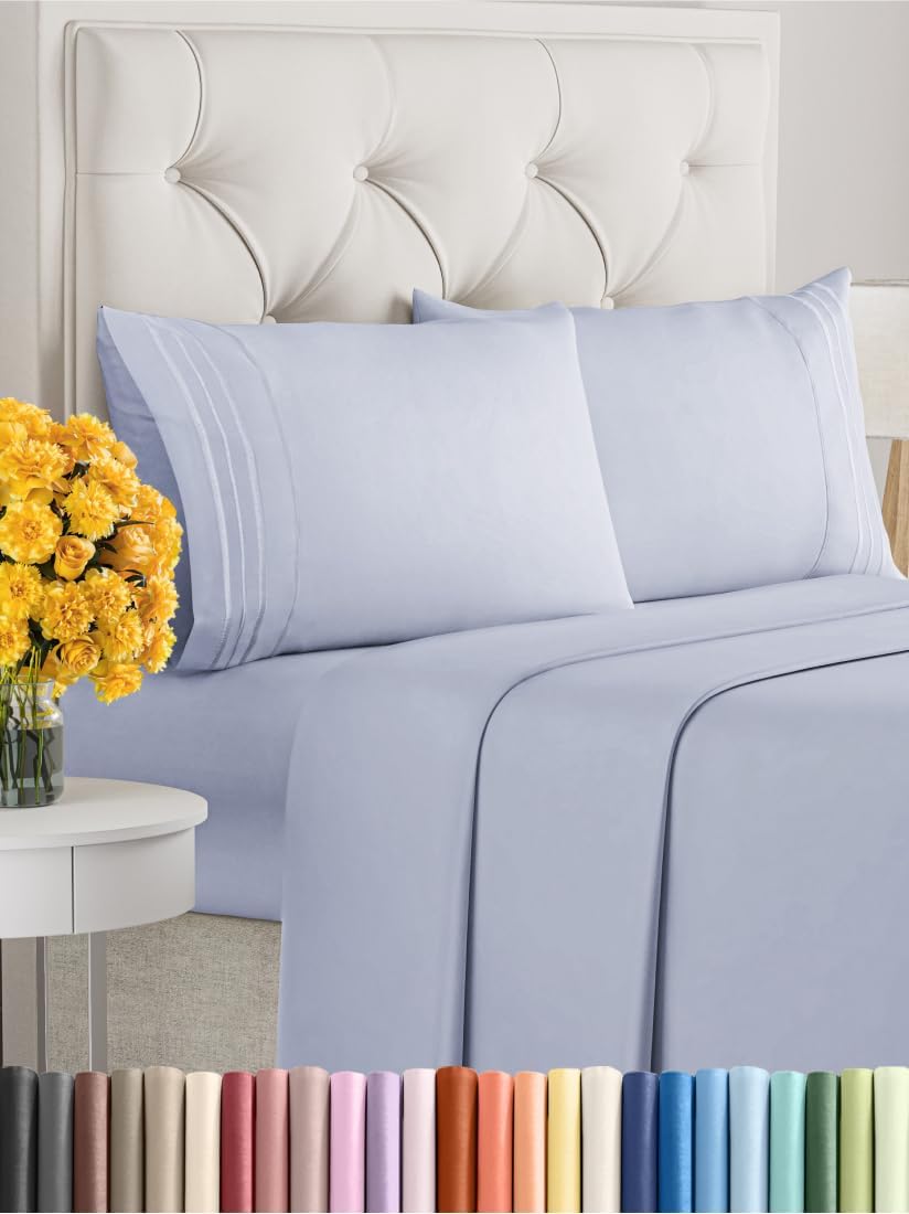King Size 4 Piece Sheet Set - Extra Soft, Breathable & Cooling Sheets - Hotel Luxury Bed Sheets for Women & Men - Deep Pockets, Easy-Fit & Wrinkle-Free Sheets - Light Dusty Purple Oeko-Tex Bed Sheets