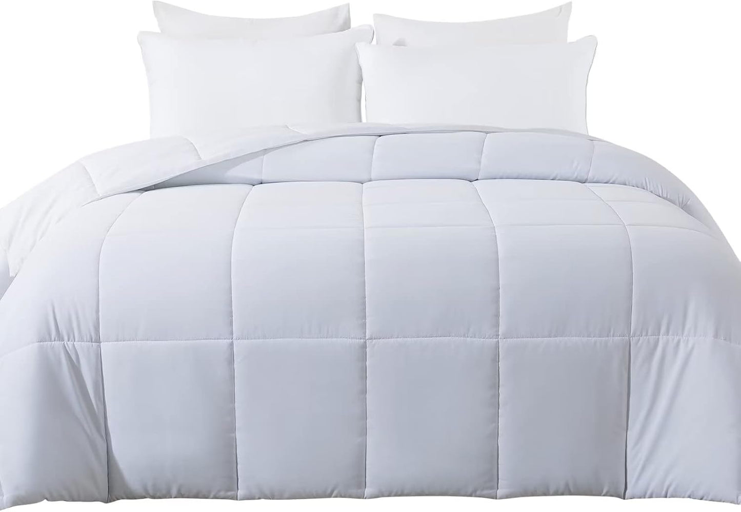 Cosybay Down Alternative Comforter (White, Queen) - All Season Soft Quilted Queen Size Bed Comforter - Duvet Insert with Corner Tabs - Winter Summer Warm Fluffy, 88x92inches