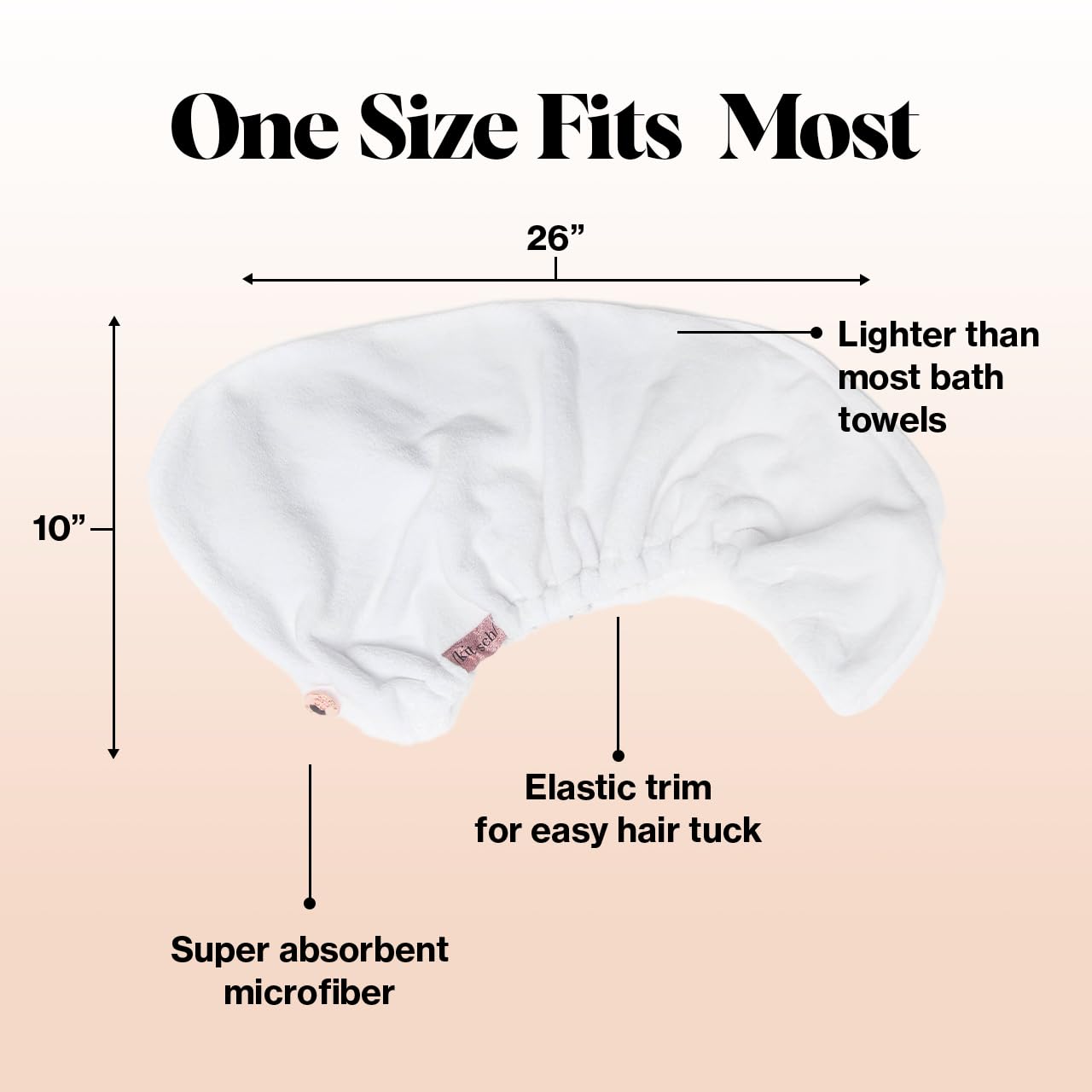 Kitsch Microfiber Hair Towel Wrap for Women - Microfiber Towel, Super Absorbent, Quick Dry, Anti-Frizz - for Long and Short Hairs, Turbans for Women, Hair Wrap - White