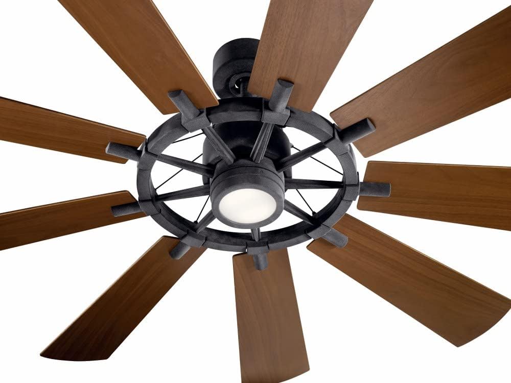 KICHLER Gentry 65” LED Ceiling Fan in Anvil Iron, Extra Large Indoor Fan with Reversible Blades and Modern Design, 300265AVI