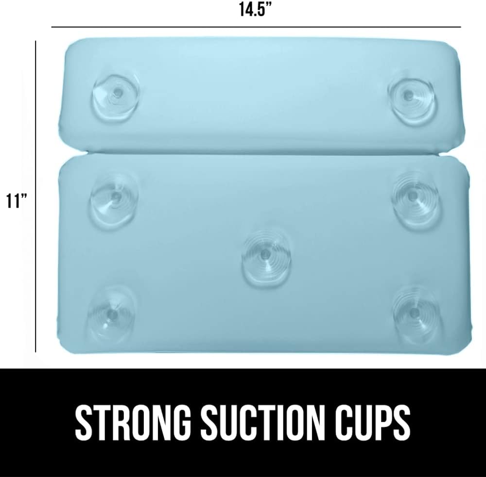 GORILLA GRIP Bath Pillow for Tub, Improved Suction Cups, Luxury Bathtub Pillows, Headrest for Neck and Back Support, Relaxing Home Spa, Hot Tubs and Bathroom Essentials, Gifts for Women, 2 Panel Blue