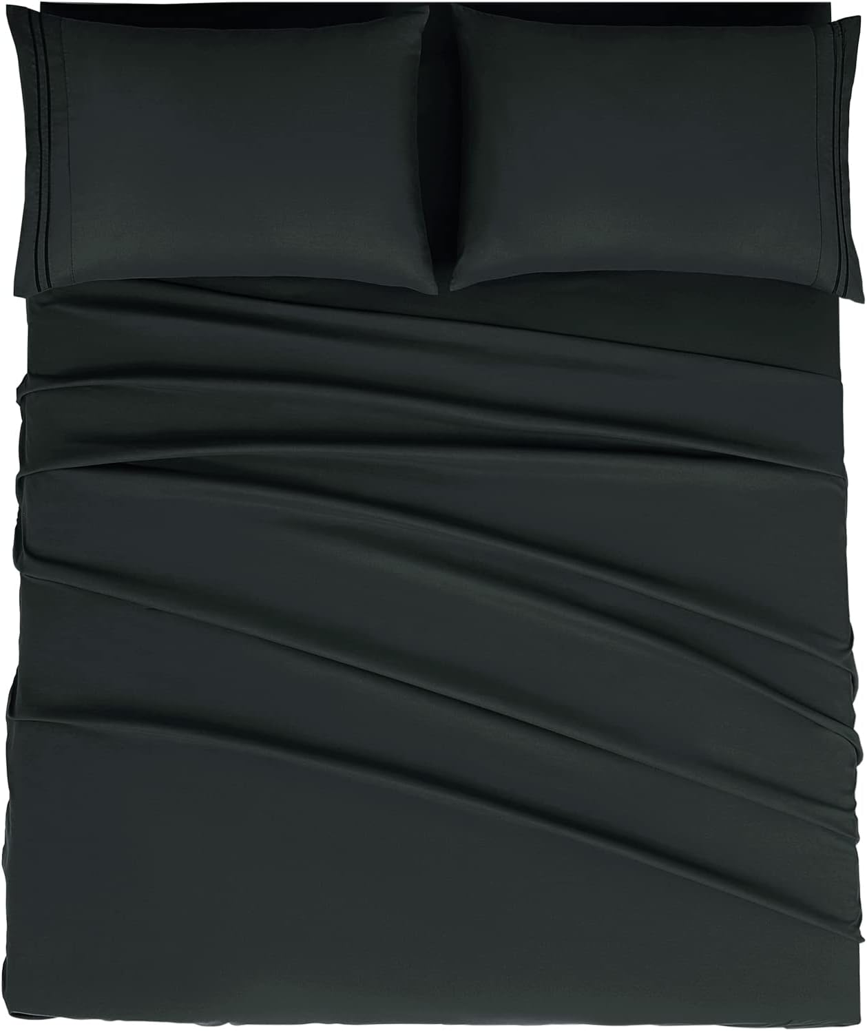 Mejoroom King Size Bed Sheet Set - Hotel Luxury 1800 Bedding Sheets & Pillowcases - 16" Deep Pocket Fitted Sheet, Soft, Breathable, Wrinkle & Fade Resistant - 4 Piece(King, Black)