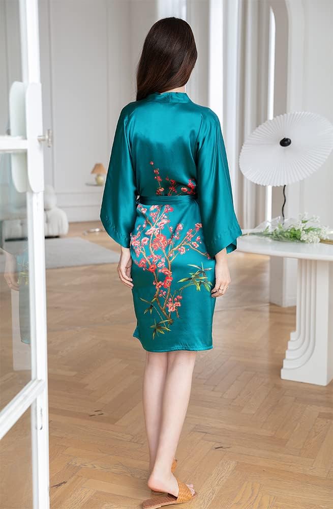 women's 100% silk kimono, short bathrobe pajamas, kimono pajamas