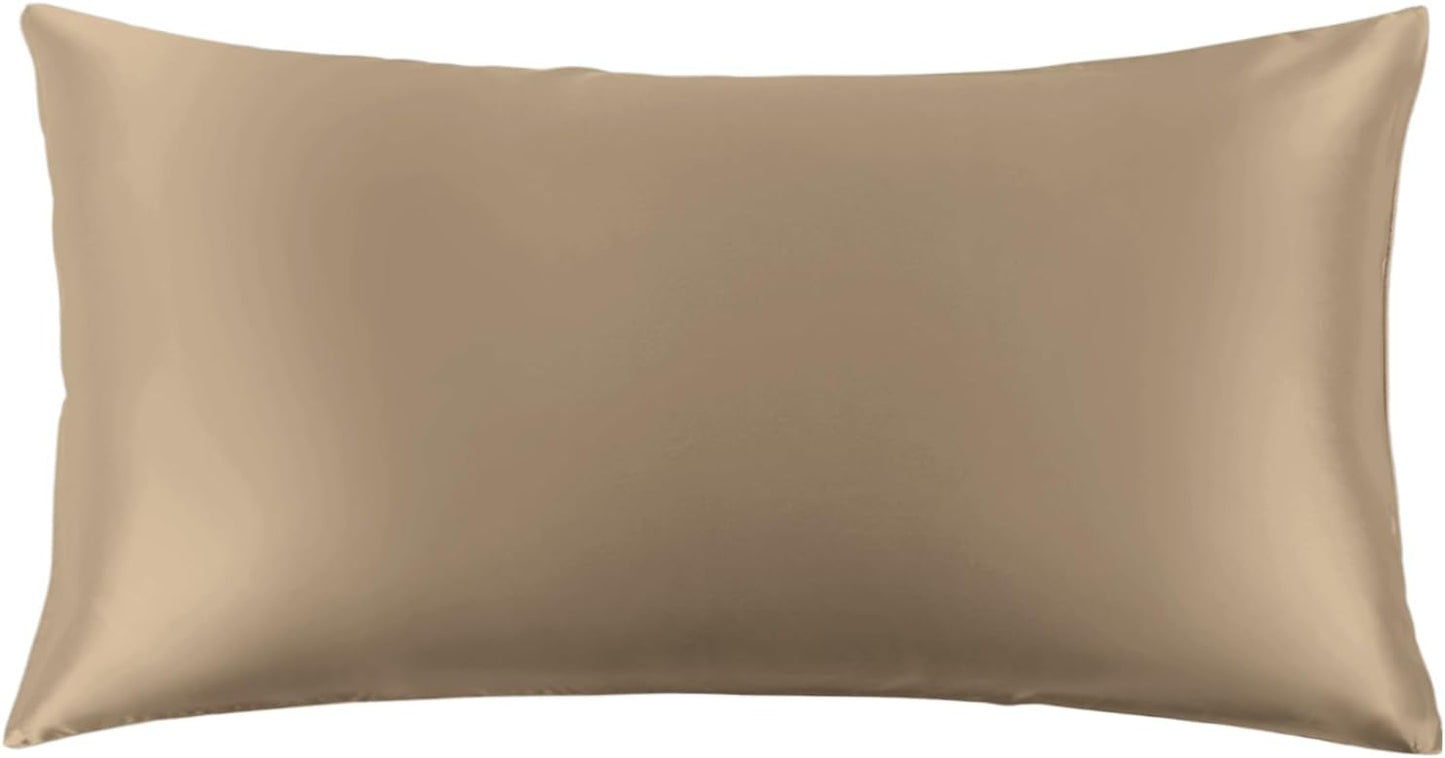 THXSILK 100% Mulberry Silk Pillowcase for Hair and Skin, 22 Momme Grade 6A+ Mulberry Silk Pillow Case, Natural Silk Pillow Case Cover with Zipper, 1pc(California King Size 20"x40", Taupe)