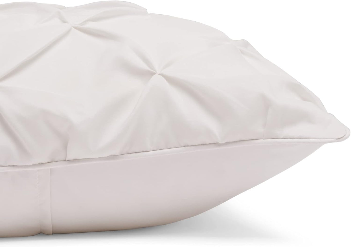 Amazon Basics Warm, Soft King Size All-Season Down-Alternative 3-Piece Comforter Bedding Set, Pinch Pleat With Piped Edges Design, Cream